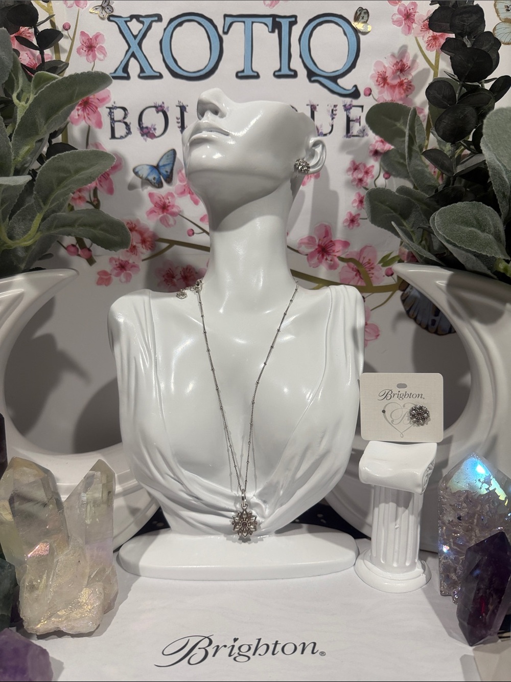 Brighton ‘CORA’ SET! SWAROVSKI CRYSTAL SLVR Pendant Charm Necklace & Earrings!